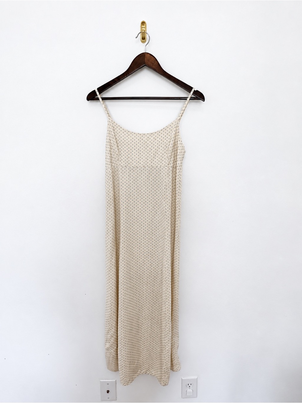 Brandy Melville cream blue ditsy floral tie back maxi dress